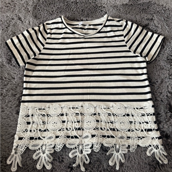 Zara Tops - Zara Black & White striped top  Size S